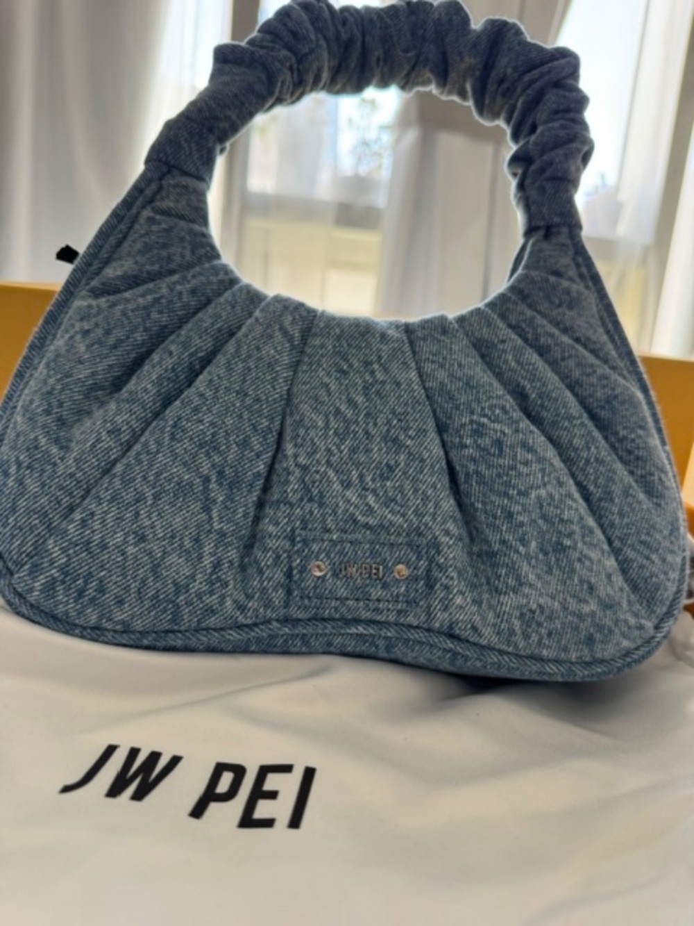 JW PEI Gabbi Ruched Hobo Handbag - Blue Denim - NEW